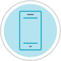 Blue icon of a cell phone. Contact Chang Dermatology today.