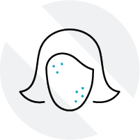 Minimal line-art icon of a face with small blue marks on the cheek, symbolizing acne and complexion issues.