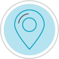 Pin drop location icon in Chang Dermatology blue and grey.