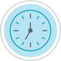 Chang Dermatology blue and grey clock icon.