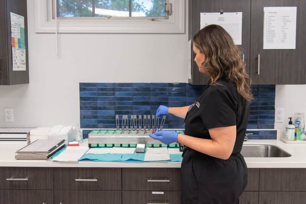 Testing samples of skin at Chang Dermatology